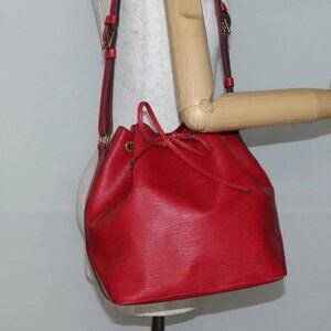 LOUIS VUITTON Epi Petit Noe Shoulder Bag Red M44107 LV Auth BA6069